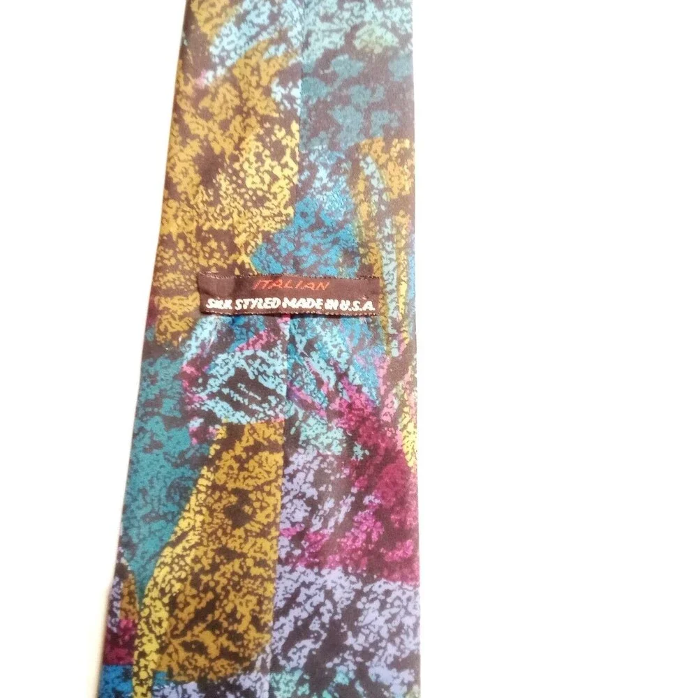 Vibrant Multicolor Abstract Italian Tie Silk Made In The USA